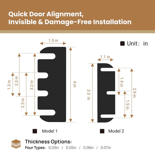 12pcs Door Hinge Shims 3.5 inch,Black Hinge Spacers,Thickness Adjustable Spacer for Doors, Adjusting The Spacing to Align,Can Be Trimmed (12, L3.5in/T0.03in)