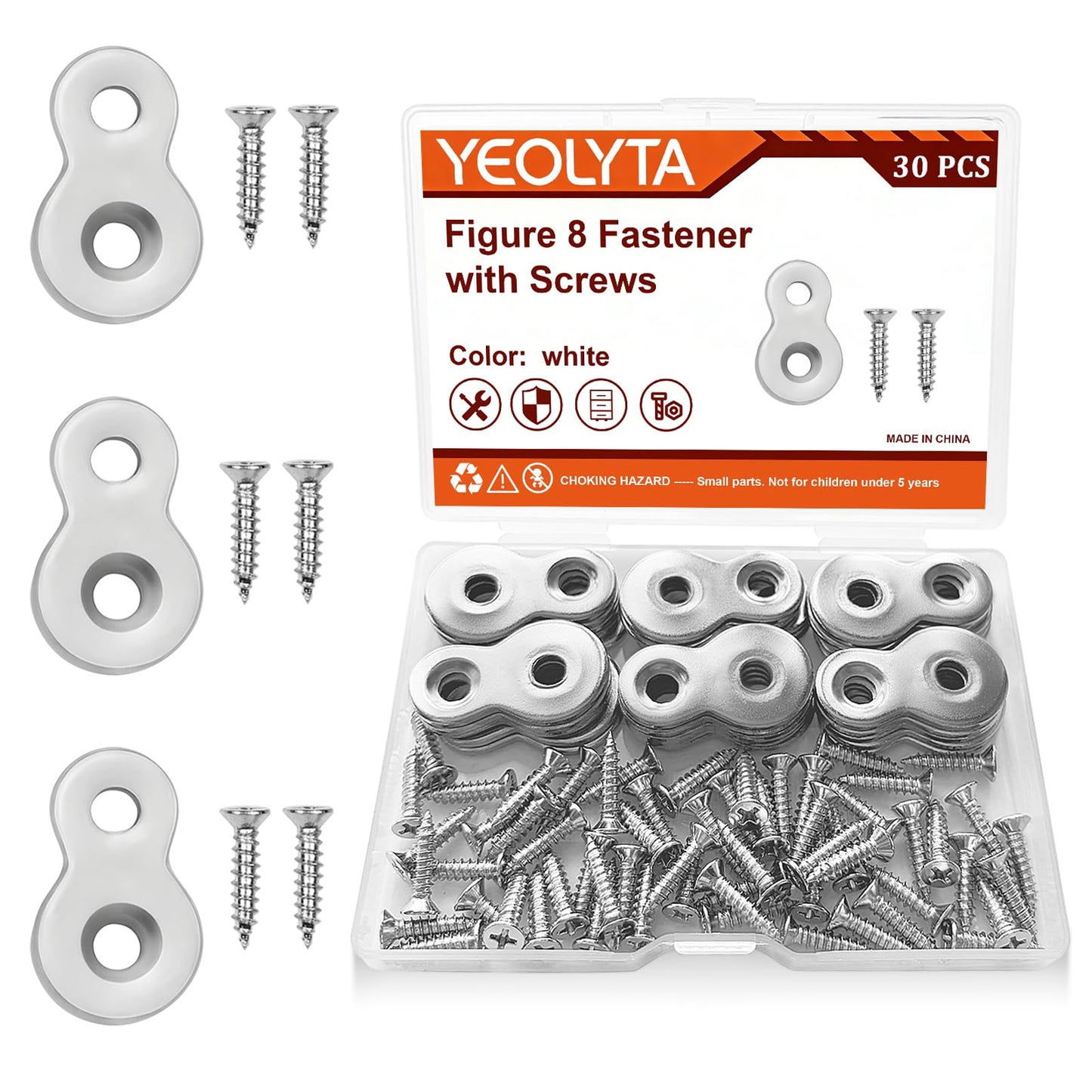 30 Pcs Figure 8 Fastener with Screws, Table Top Fasteners,Heavy Duty 12 Gauge Steel Desk Top Connectors, Solid Steel Fastener Clips for Tabletop Desk and Furniture Installation (Black)