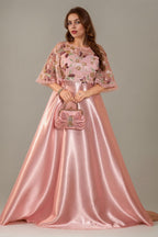 Curveins Plus Size Round Neck Batwing Sleeve Ruffle Patchwork Elegant Maxi Dress