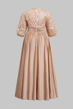 Curveins Plus Size Elegant V-Neck Sequin Panel Dress