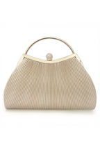 Curveins Gold Ruched Sparkling Rhinestone Embellished Wristlet Chain Evening Bag