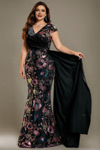 Curveins Plus Size Sparkling Sequin V-Neck Curve-Hugging Maxi Dress