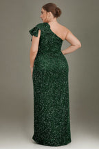 Curveins Plus Size  Sequin One Shoulder Formal Dress