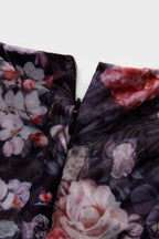 Curveins Plus Size V Neck Puff Sleeve Waist Defining Floral Print Elegant Maxi Dress
