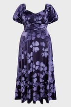 Curveins Plus Size V-Neck Short Sleeves Floral Print Maxi Dress