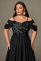 Curveins Plus Size Off-Shoulder Short Sleeve A-Line Maxi Dress