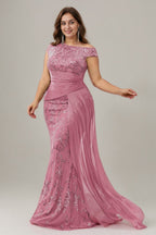 Curveins Plus Size One Shoulder Sleeveless Embroidered Sequin Patchwork Bodycon Maxi Dress