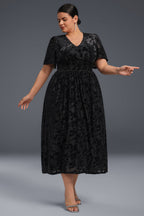Curveins Plus Size Mauve Velvet Floral Maxi Dress