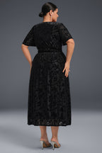 Curveins Plus Size Mauve Velvet Floral Maxi Dress