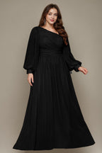 Curveins Plus Size One Shoulder Chiffon 3D Flower Detail Elegant Flowy Maxi Dress