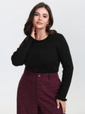 Supersoft Ruffled Neck Fitted Solid Pullover