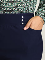 Rivets Wide Waistband Stretchy Pants