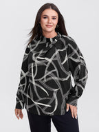 Abstract Print Drape Neckline Blouse
