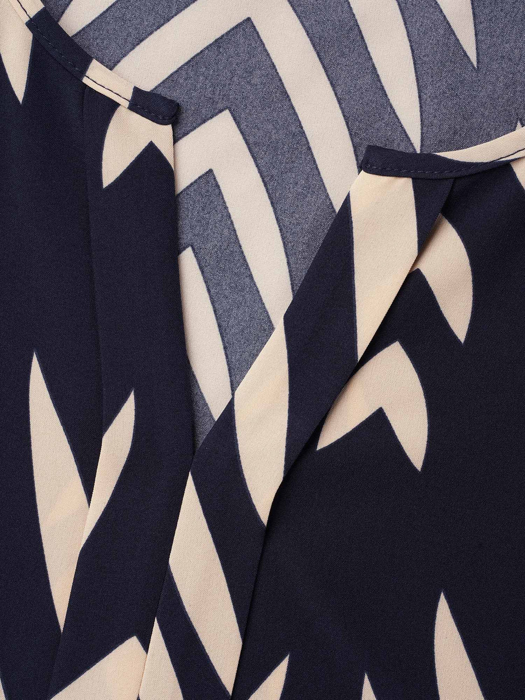 Geometric Print Ruffled Shirred Blouse