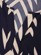 Geometric Print Ruffled Shirred Blouse