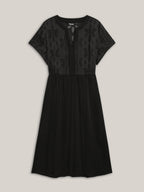 Sheer Back Textured Cut-Out Midi Dress