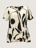 Abstract Print Knotted Blouse
