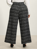 Tweed Texture Wide-Leg Pants