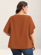 Color Contrast Petal Sleeve Shirt