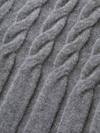 Cable Knit Round Neck Button Knit Cardigan