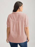 Pure Cotton Ruffled Puffy Sleeve Blouse