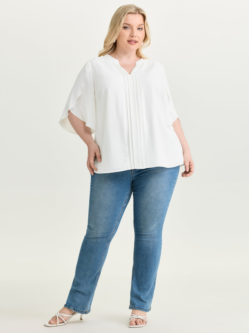 Petal Sleeve Toothpick Pleats Shirt