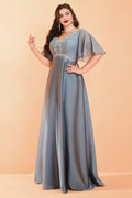 Curveins Plus Size V-Neck Batwing Sleeve Patchwork Maxi Dress