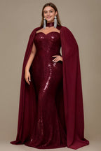 Curveins Glamorous Plus Size Off-Shoulder Sequin Bodycon Maxi Dress
