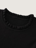 Supersoft Ruffled Neck Fitted Solid Pullover