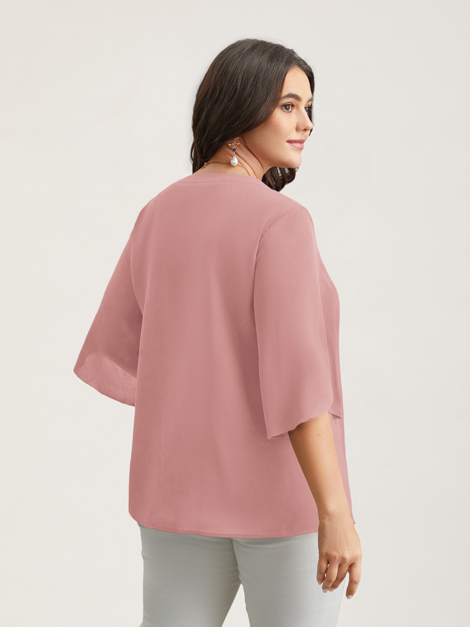 Petal Sleeve Toothpick Pleats Shirt