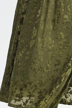 Curveins Plus Size Green Floral Velvet Maxi Dress