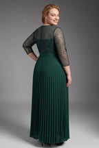 Curveins Plus Size Chic Round Neck Ruched Detail Long Sleeve Maxi Dress