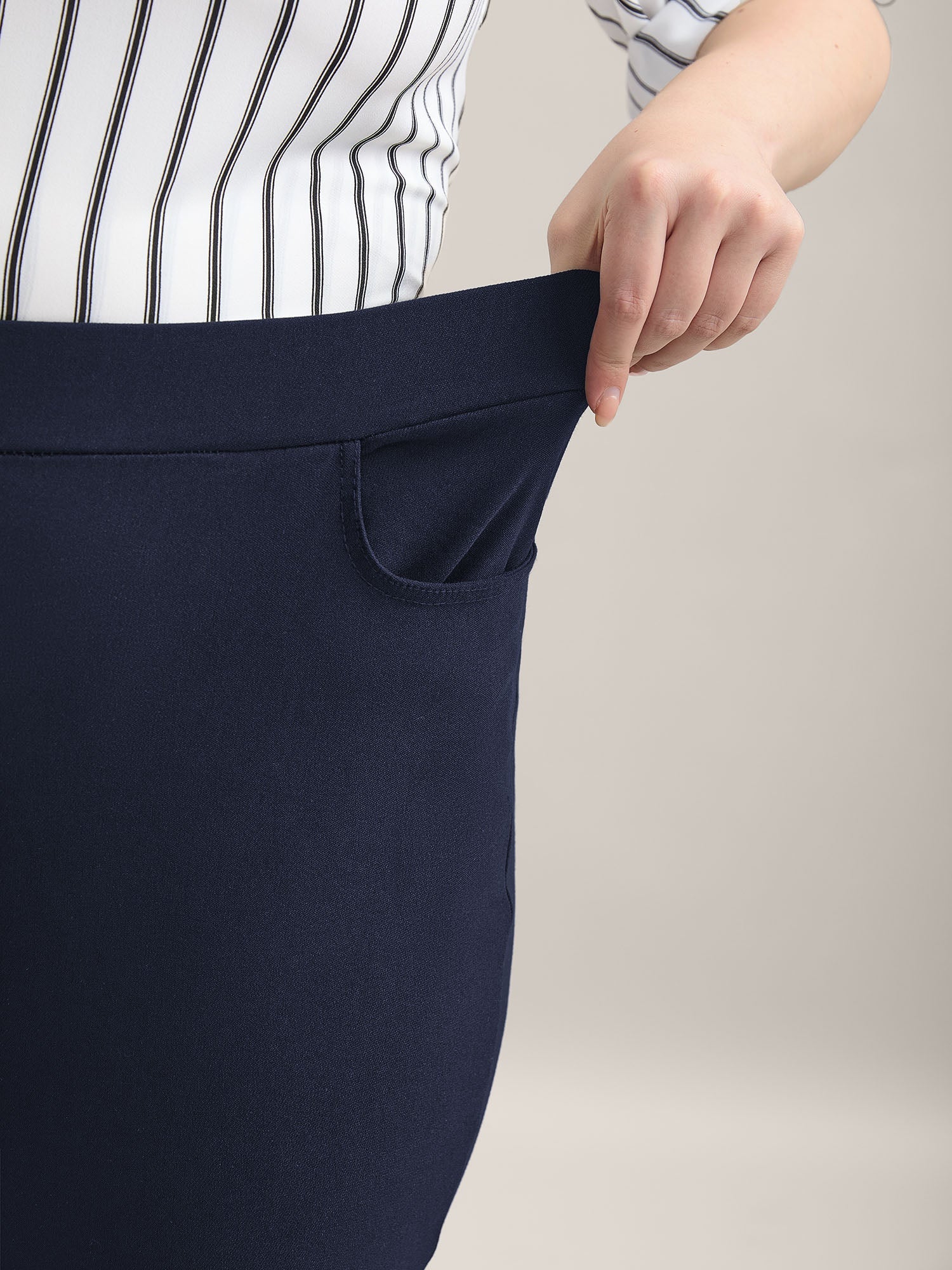Stretch Split Hem Pockets Skinny Pants