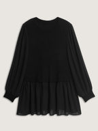 Balloon Sleeve Solid Twofer Sweater