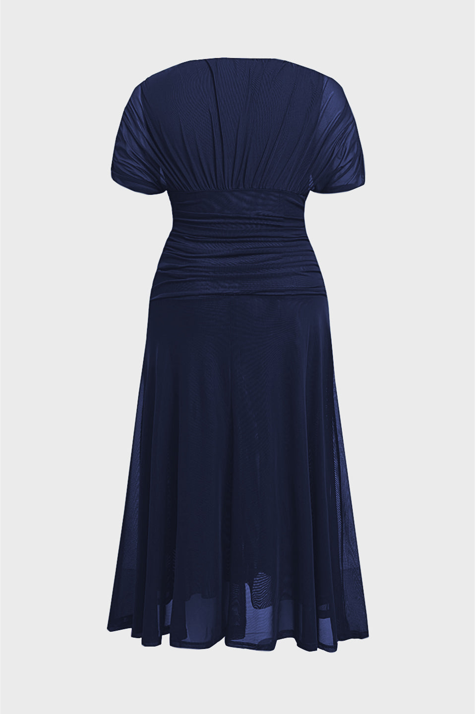 Curveins Plus Size V Neck Batwing Sleeve Cinched Waist Maxi Dress