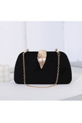 Curveins Elegant Velvet Metal Leaf Clutch Chic Compact Design Bag