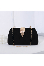 Curveins Elegant Velvet Metal Leaf Clutch Chic Compact Design Bag