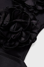 Curveins Plus Size Sexy Halter Neck Large Flower Fitted Back Slit Maxi Dress