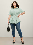 Knotted Front Asymmetrical Hem Blouse