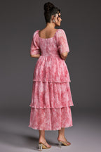 Curveins Plus Size V-Neck Ruffle Hem Tiered Maxi Dress