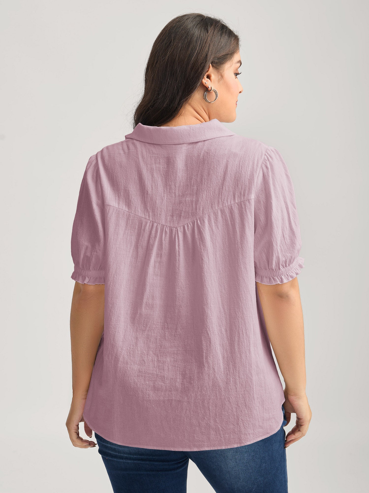 Pure Cotton Ruffled Puffy Sleeve Blouse