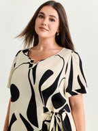 Abstract Print Knotted Blouse