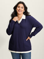 Supersoft 2-in-1 Polo Collar Color Contrast Pullover