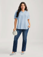 Pure Cotton Ruffled Puffy Sleeve Blouse
