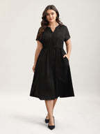 Sheer Back Textured Cut-Out Midi Dress