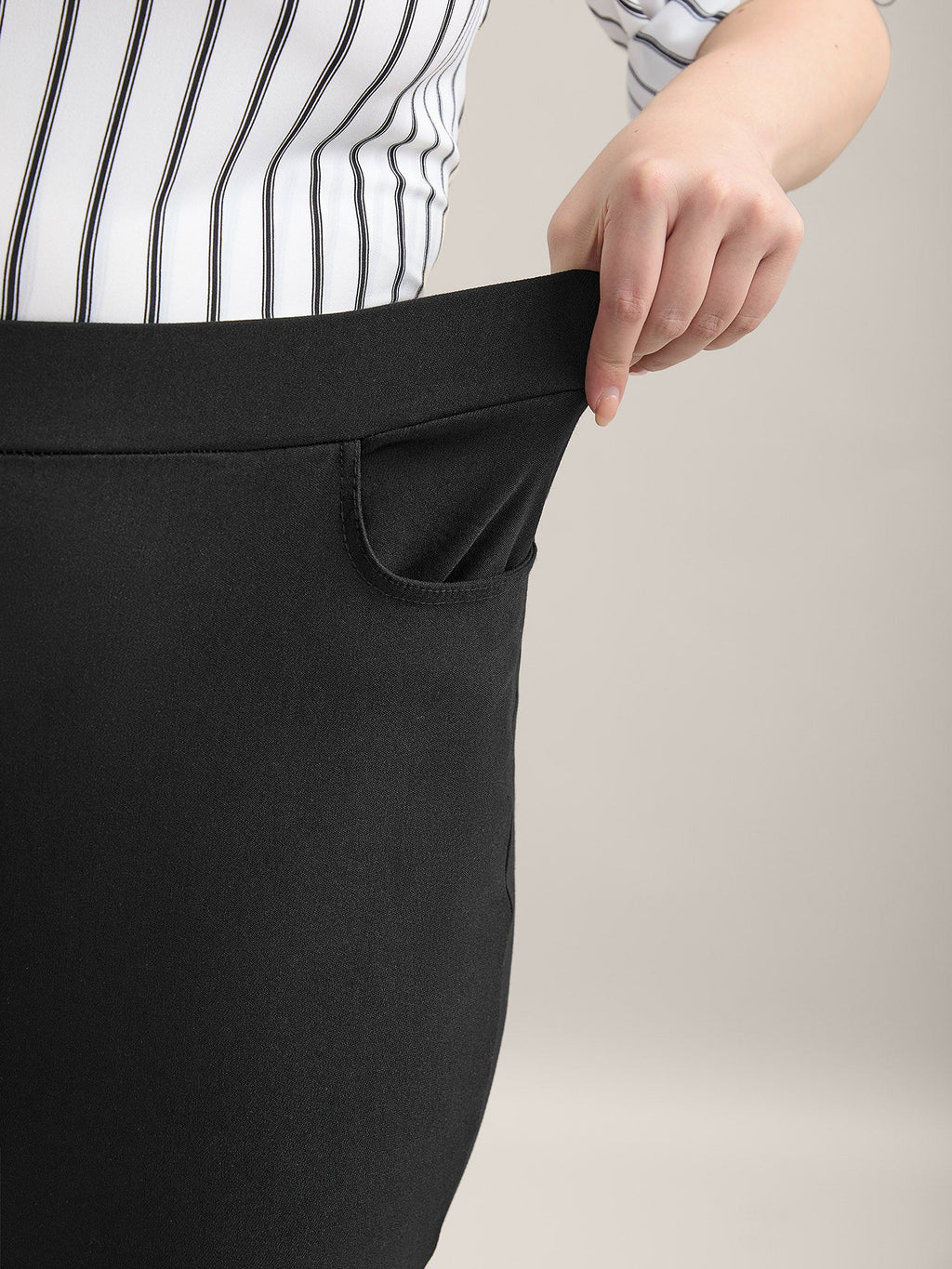 Stretch Split Hem Pockets Skinny Pants