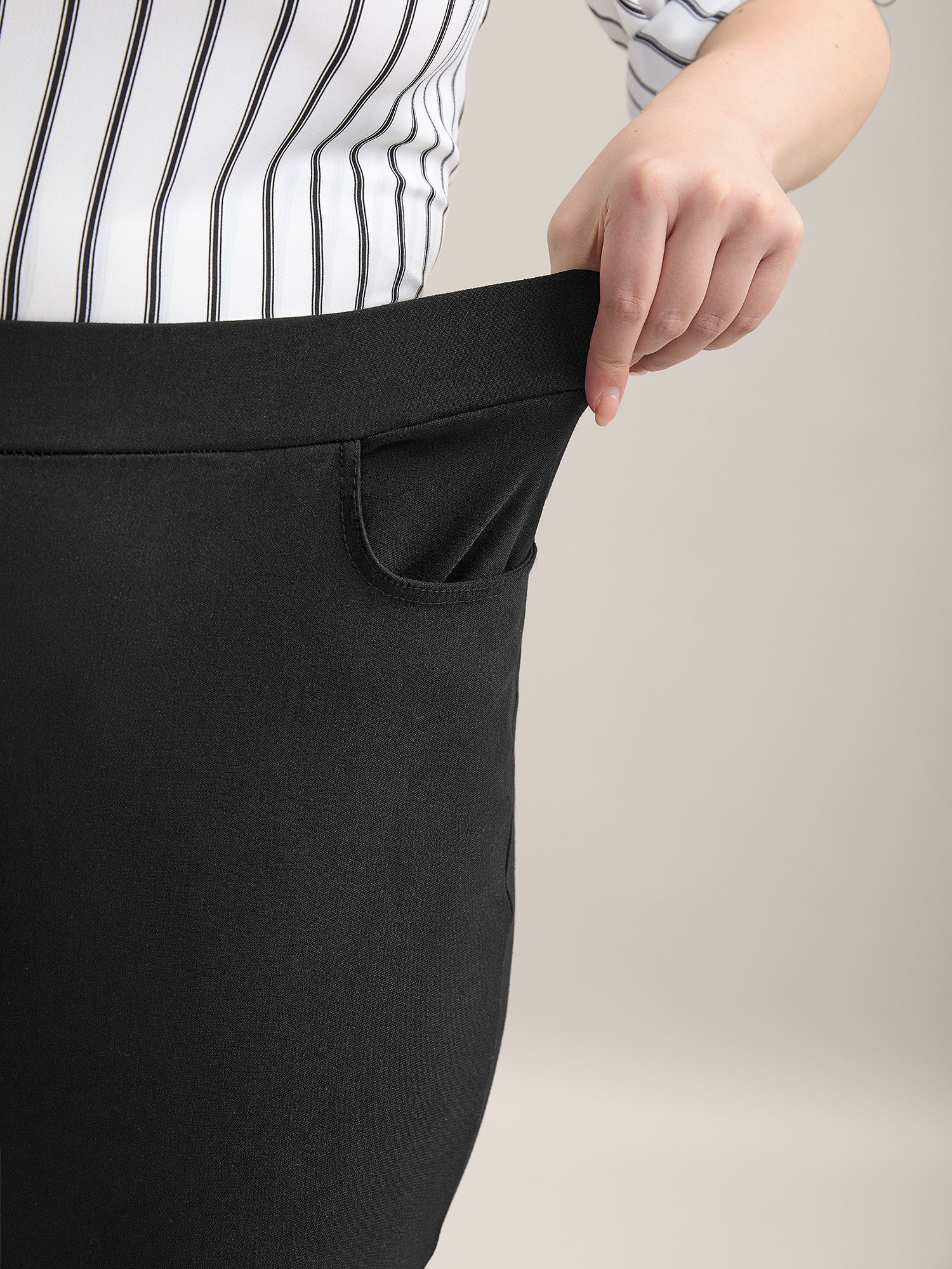 Stretch Split Hem Pockets Skinny Pants