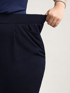 Pleated Stretchy Waist Skinny-Fit Pants