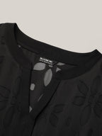 Sheer Back Textured Cut-Out Midi Dress