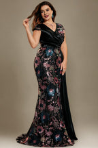 Curveins Plus Size Sparkling Sequin V-Neck Curve-Hugging Maxi Dress